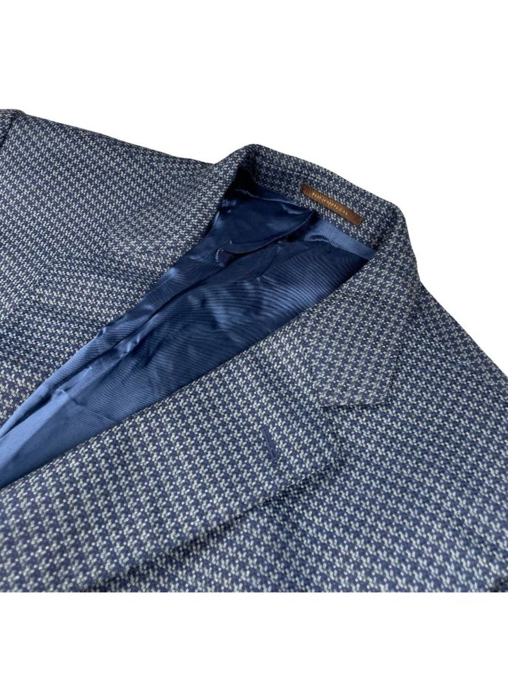 J. Hilburn Men's 100% Wool 2-Button Blazer Navy Blue Woven Check Plaid • 47S